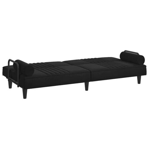Sofa Bed with Armrests Black Velvet - Image 6