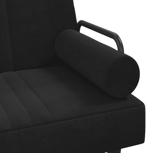 Sofa Bed with Armrests Black Velvet - Image 9