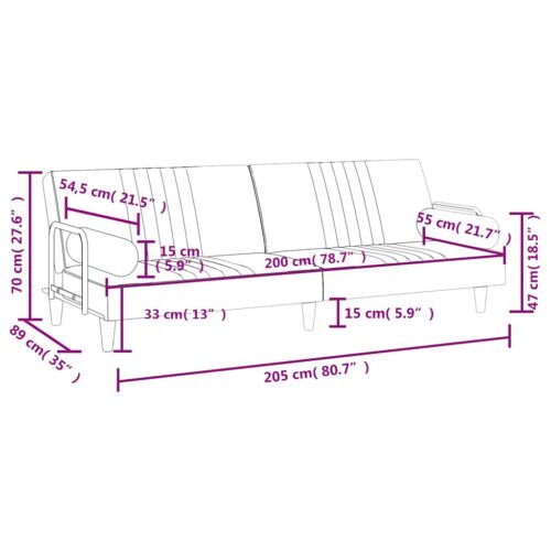 Sofa Bed with Armrests Black Velvet - Image 11