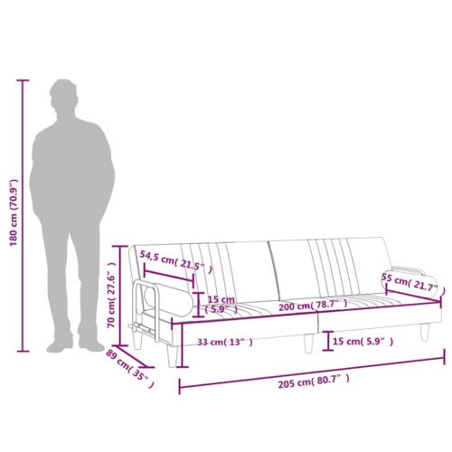 Sofa Bed with Armrests Black Velvet - Image 12