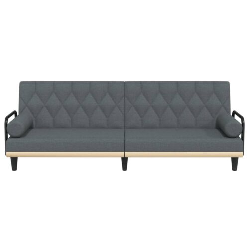 Sofa Bed with Armrests Dark Grey Fabric - Image 4