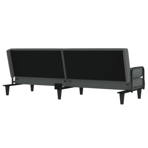 Sofa Bed with Armrests Dark Grey Fabric - Image 6