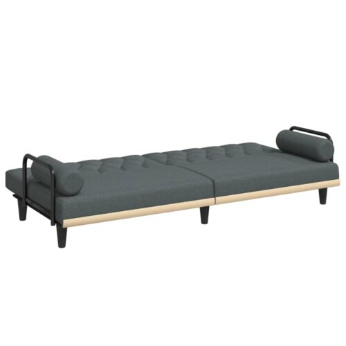 Sofa Bed with Armrests Dark Grey Fabric - Image 8
