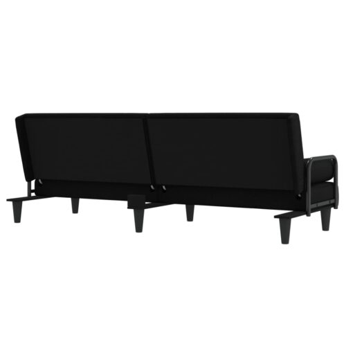 Sofa Bed with Armrests Black Fabric - Image 6