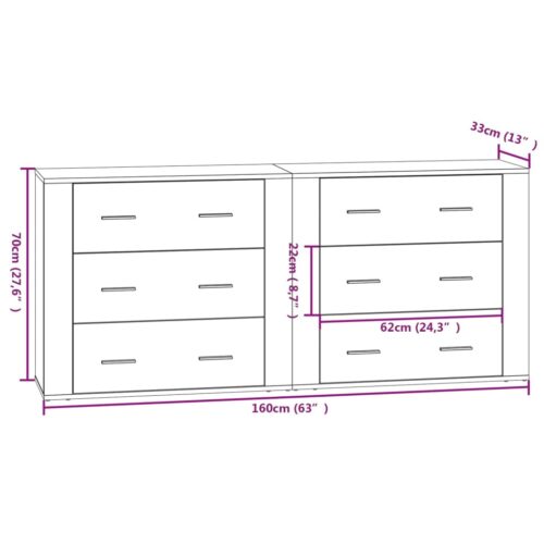 Sideboards 2pcs White Engineered Wood - Image 9