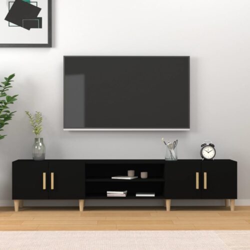 Wooden TV Cabinet Black 180x31.5x40cm - Image 2