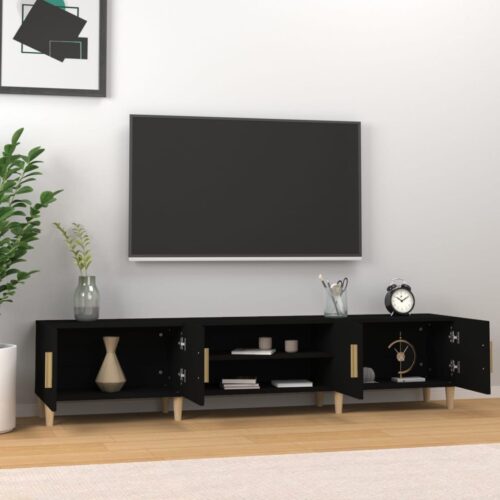 Wooden TV Cabinet Black 180x31.5x40cm - Image 3