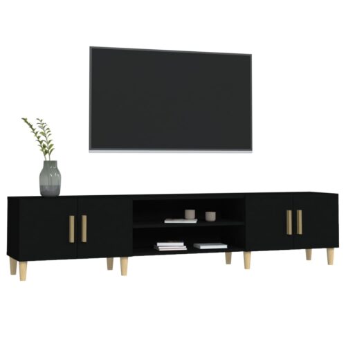 Wooden TV Cabinet Black 180x31.5x40cm - Image 4