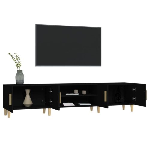Wooden TV Cabinet Black 180x31.5x40cm - Image 5