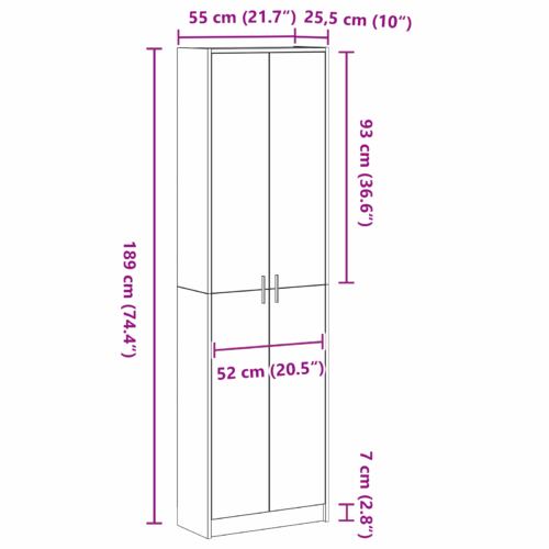 Wardrobe White 55x25x189cm Engineered Wood - Image 10