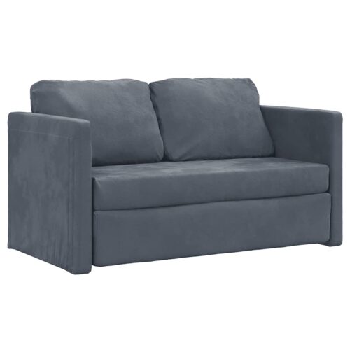 vidaXL Floor Sofa Bed 2-in-1 Dark Grey 122x204x55 cm Velvet - Image 4
