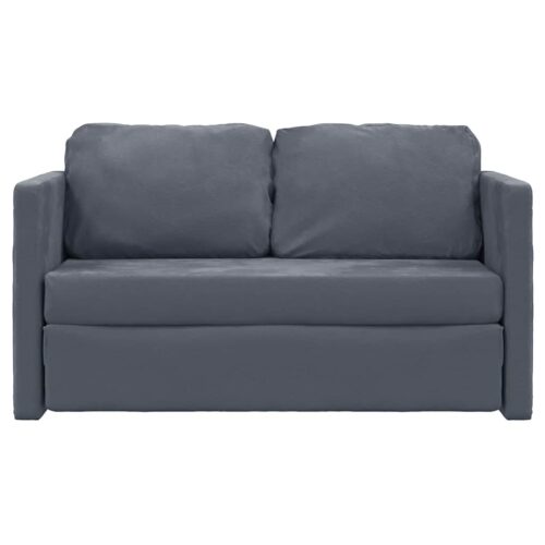 vidaXL Floor Sofa Bed 2-in-1 Dark Grey 122x204x55 cm Velvet - Image 5