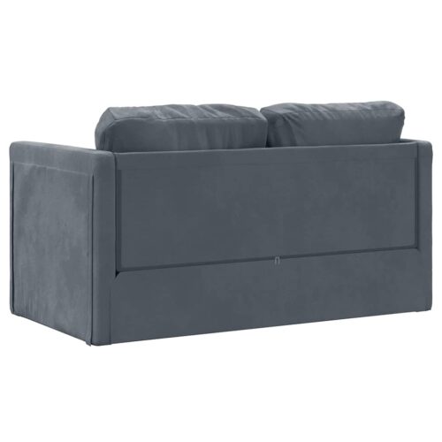 vidaXL Floor Sofa Bed 2-in-1 Dark Grey 122x204x55 cm Velvet - Image 7
