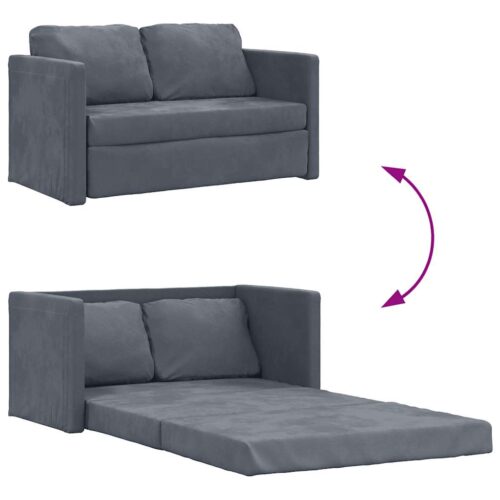 vidaXL Floor Sofa Bed 2-in-1 Dark Grey 122x204x55 cm Velvet - Image 8