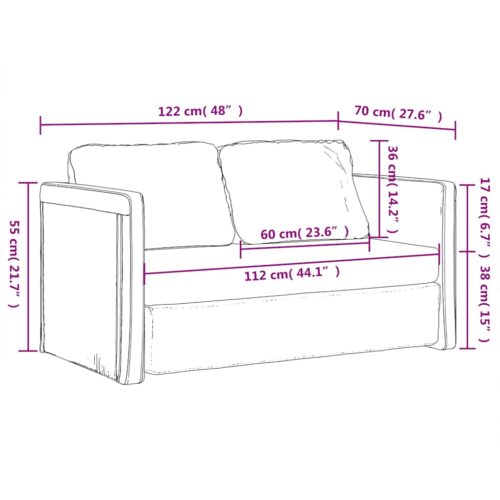 vidaXL Floor Sofa Bed 2-in-1 Dark Grey 122x204x55 cm Velvet - Image 11
