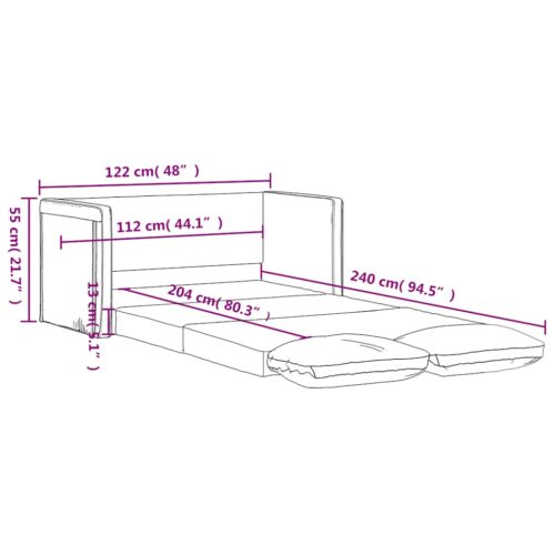 vidaXL Floor Sofa Bed 2-in-1 Dark Grey 122x204x55 cm Velvet - Image 12