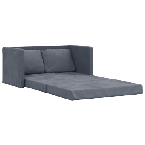 vidaXL Floor Sofa Bed 2-in-1 Dark Grey 122x204x55 cm Velvet - Image 13