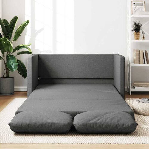 vidaXL Floor Sofa Bed 2-in-1 Dark Grey 112x174x55 cm Fabric - Image 2