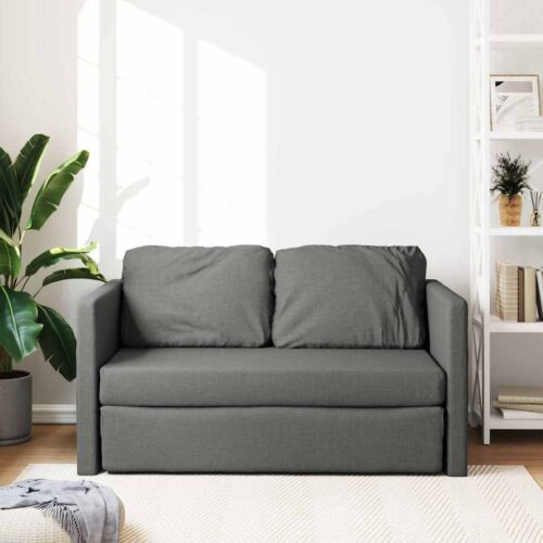 vidaXL Floor Sofa Bed 2-in-1 Dark Grey 112x174x55 cm Fabric - Image 3