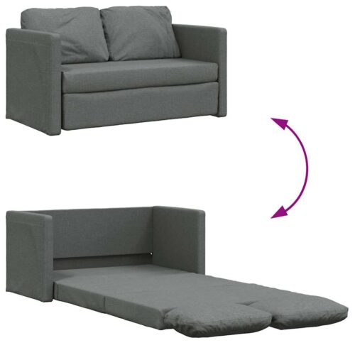 vidaXL Floor Sofa Bed 2-in-1 Dark Grey 112x174x55 cm Fabric - Image 8