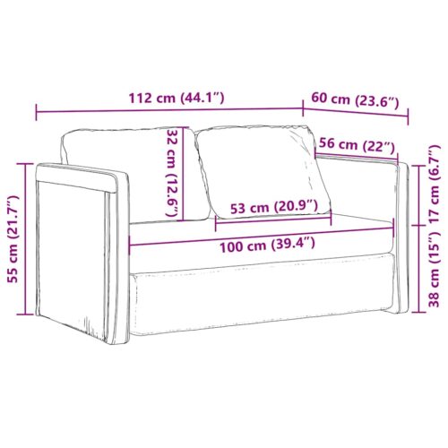vidaXL Floor Sofa Bed 2-in-1 Dark Grey 112x174x55 cm Fabric - Image 11