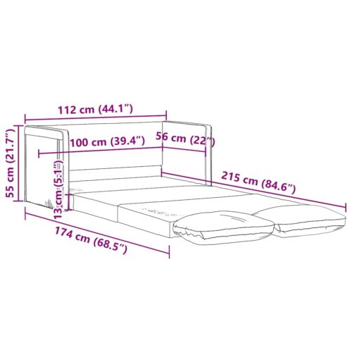 vidaXL Floor Sofa Bed 2-in-1 Dark Grey 112x174x55 cm Fabric - Image 12