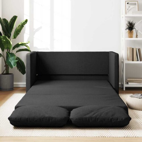 vidaXL Floor Sofa Bed 2-in-1 Black 112x174x55 cm Fabric - Image 2