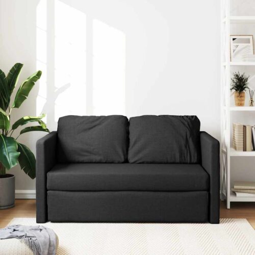 vidaXL Floor Sofa Bed 2-in-1 Black 112x174x55 cm Fabric - Image 3