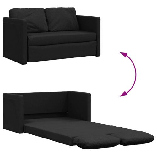 vidaXL Floor Sofa Bed 2-in-1 Black 112x174x55 cm Fabric - Image 8