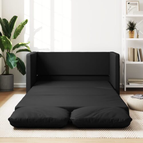 vidaXL Floor Sofa Bed 2-in-1 Black 112x174x55 cm Faux Leather - Image 2