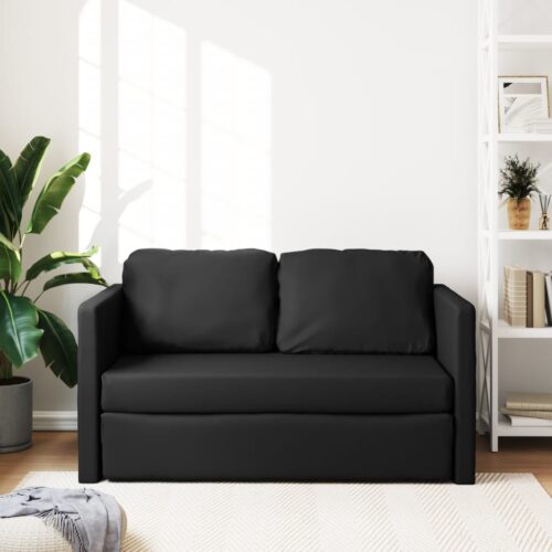 vidaXL Floor Sofa Bed 2-in-1 Black 112x174x55 cm Faux Leather - Image 3
