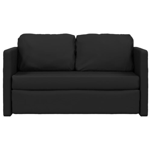 vidaXL Floor Sofa Bed 2-in-1 Black 112x174x55 cm Faux Leather - Image 5