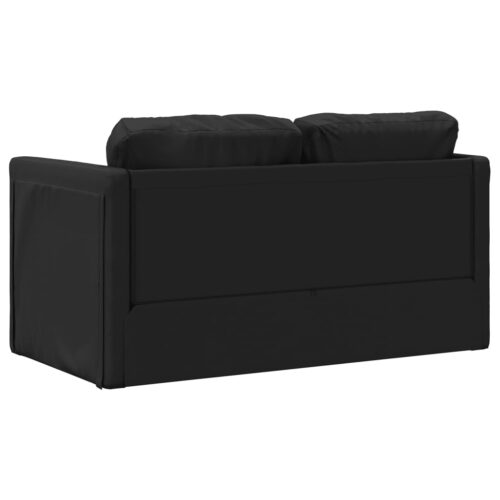 vidaXL Floor Sofa Bed 2-in-1 Black 112x174x55 cm Faux Leather - Image 7