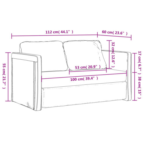 vidaXL Floor Sofa Bed 2-in-1 Black 112x174x55 cm Faux Leather - Image 10