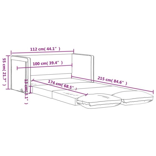 vidaXL Floor Sofa Bed 2-in-1 Black 112x174x55 cm Faux Leather - Image 11