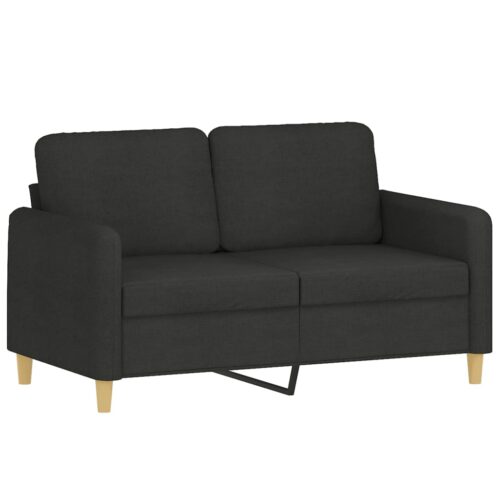 2-Seater Sofa with Throw Pillows Black 120cm Fabric - Image 4
