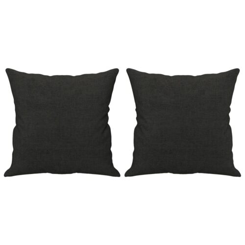 3-Seater Sofa with Throw Pillows Black 180cm Fabric - Image 5