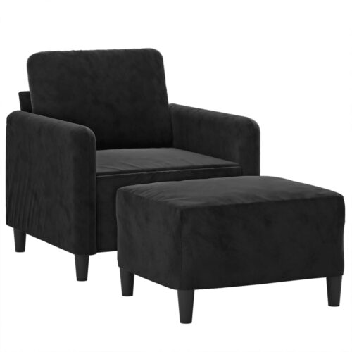 Sofa Chair with Footstool Black 60cm Velvet - Image 3