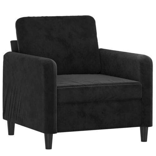 Sofa Chair with Footstool Black 60cm Velvet - Image 4