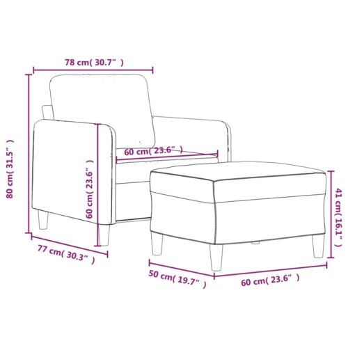 Sofa Chair with Footstool Black 60cm Velvet - Image 7