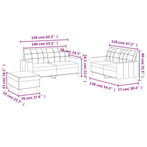 3-Piece Sofa Set with Cushions Black Faux Leather Modern Living Room Lounge Couch Armchairs - Image 9