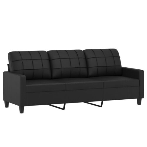 2-Piece Sofa Set with Cushions Black Faux Leather Modern Living Room Lounge Couch Armchairs - Image 4