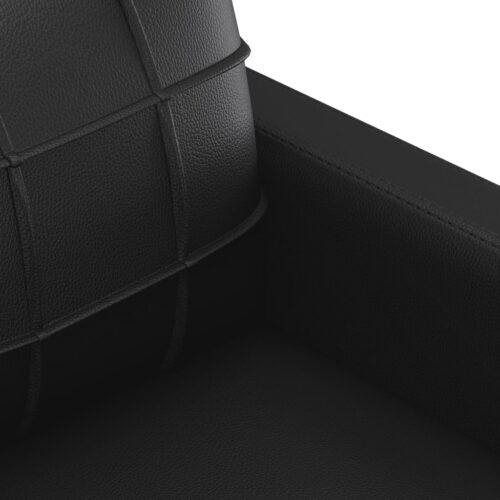 3-Piece Sofa Set with Cushions Black Faux Leather Modern Living Room Lounge Couch Armchairs - Image 6