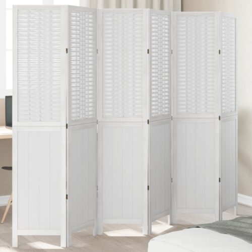 6-Panels Room Divider White Wood Timber Folding Privacy Screen Stand Partition - Image 2