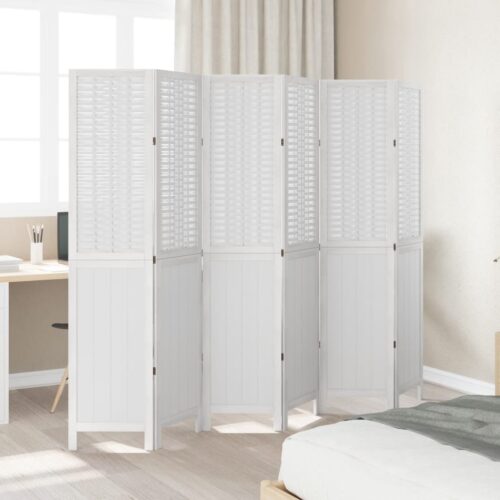 6-Panels Room Divider White Wood Timber Folding Privacy Screen Stand Partition - Image 3