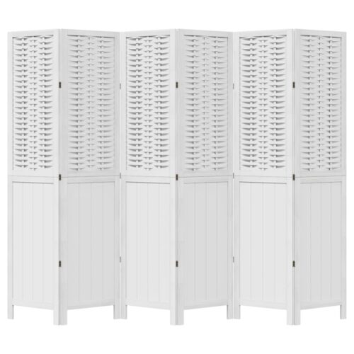 6-Panels Room Divider White Wood Timber Folding Privacy Screen Stand Partition - Image 4