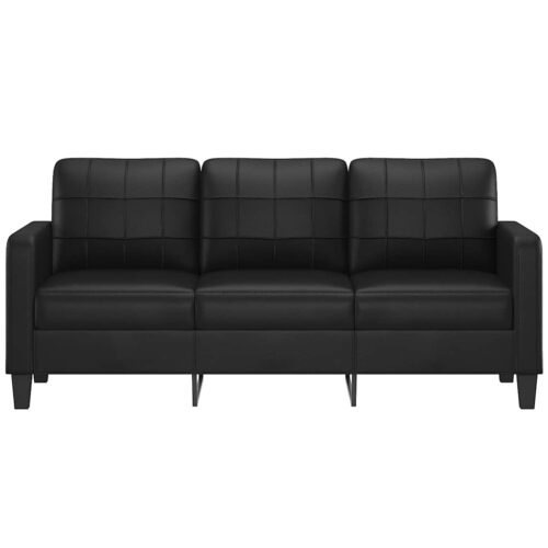 vidaXL 3-Seater Sofa Black 180 cm Faux Leather - Image 3
