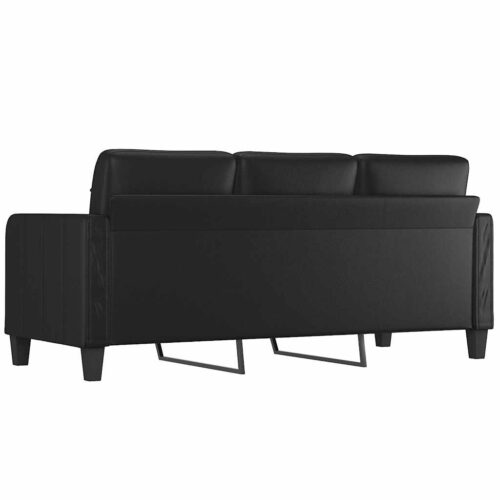 vidaXL 3-Seater Sofa Black 180 cm Faux Leather - Image 5