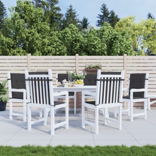 6pcs Garden Chair Cushions Lowback Patio Seat Mat Pads Black Fabric 100x50x3cm - Image 2