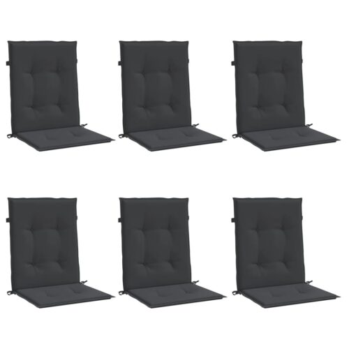 6pcs Garden Chair Cushions Lowback Patio Seat Mat Pads Black Fabric 100x50x3cm - Image 3